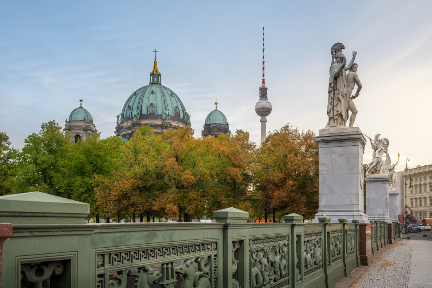 Schlossbrucke Bridge with Berlin Cathedral and Fernsehturm TV Tower
